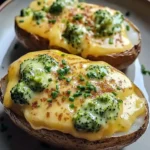 Cheesy Baked Potatoes with Broccoli Cheese Sauce
