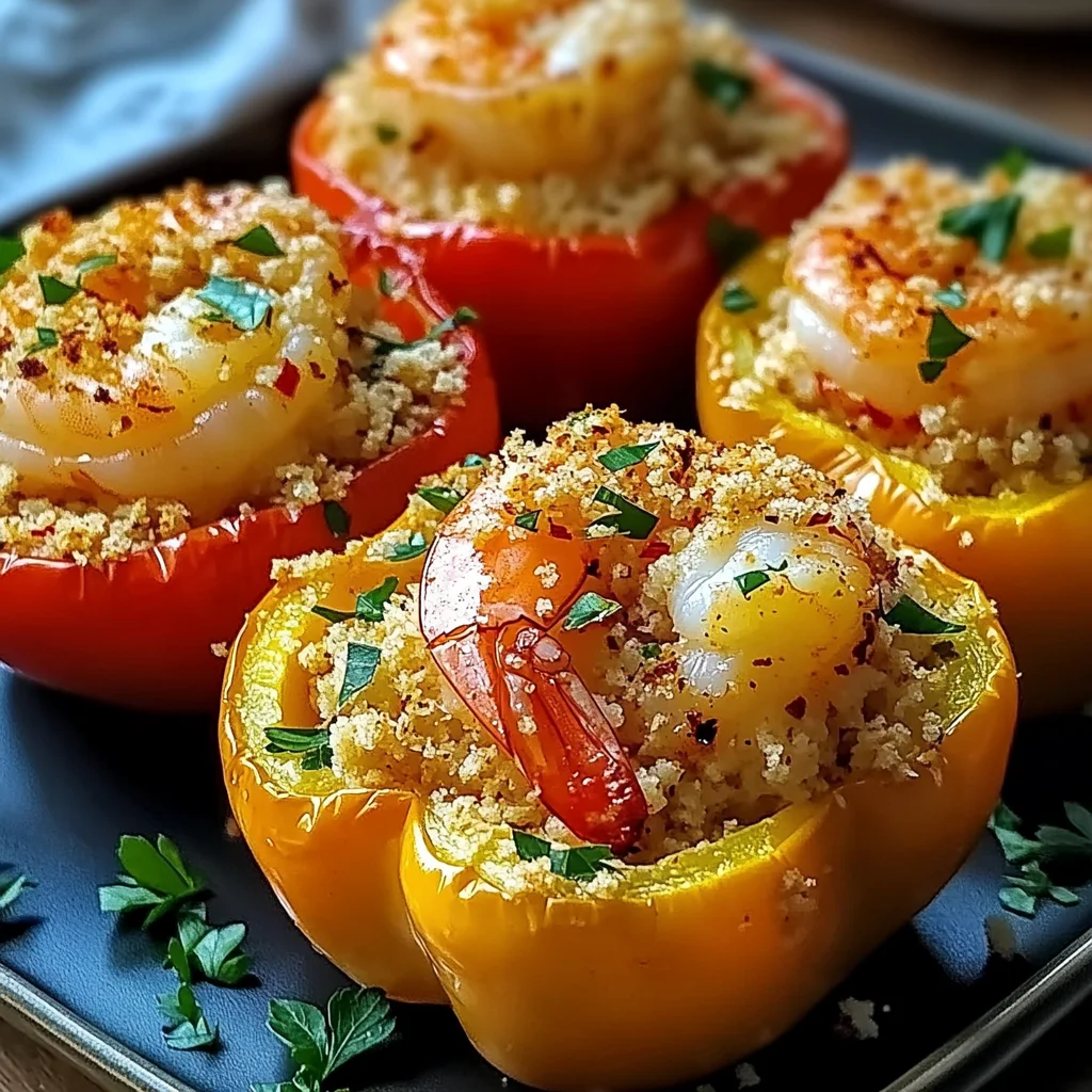 Garlic Butter Shrimp Stuffed Peppers