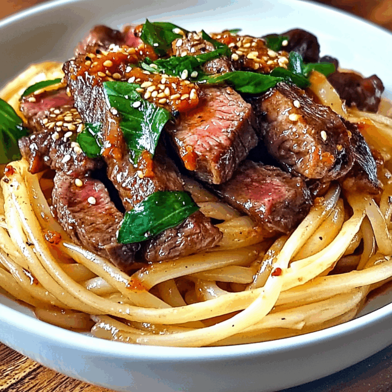 Sweet and Spicy Garlic Steak Pasta