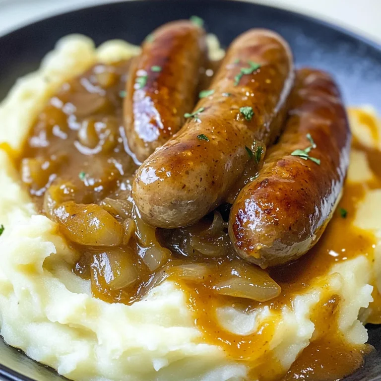 Bangers and Mash with Onion Gravy