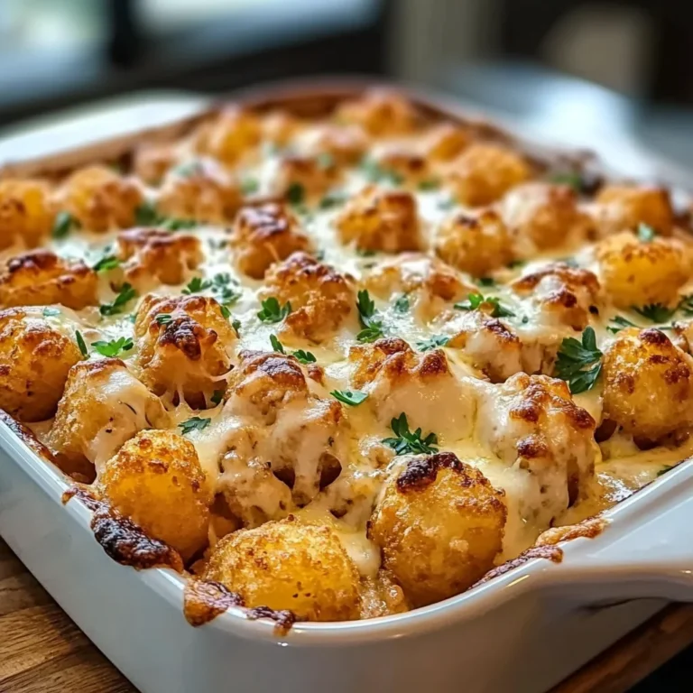 Chicken Alfredo Tater Tot Casserole