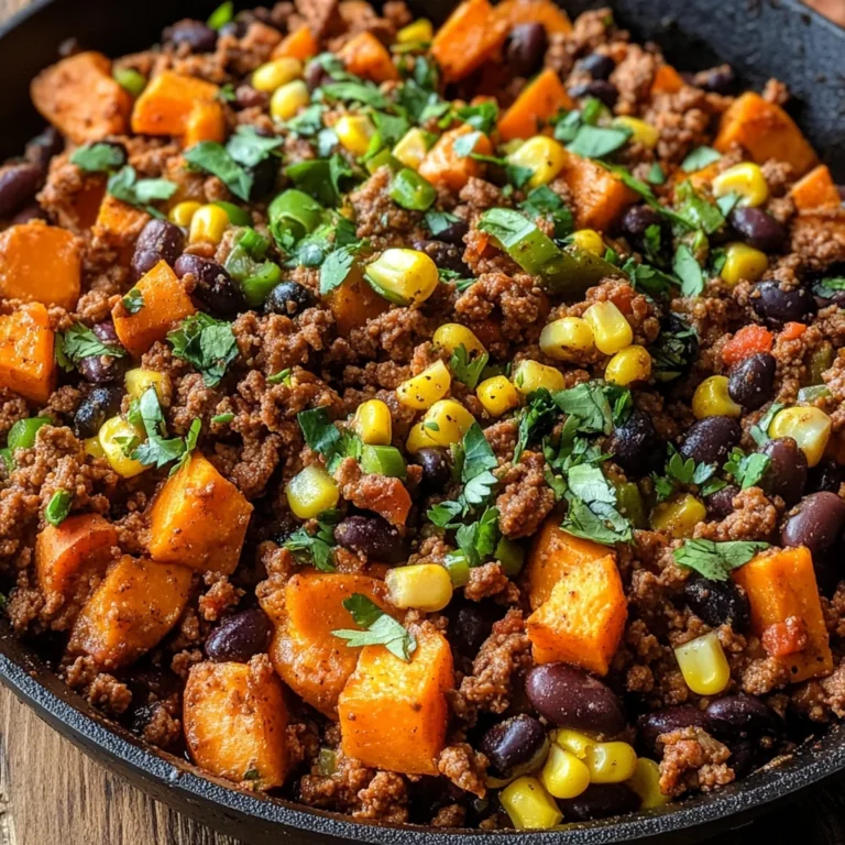 Southwest Ground Beef and Sweet Potato Skillet