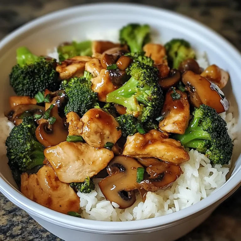 Chicken, Broccoli & Mushroom Stir-Fry with Steamed Rice