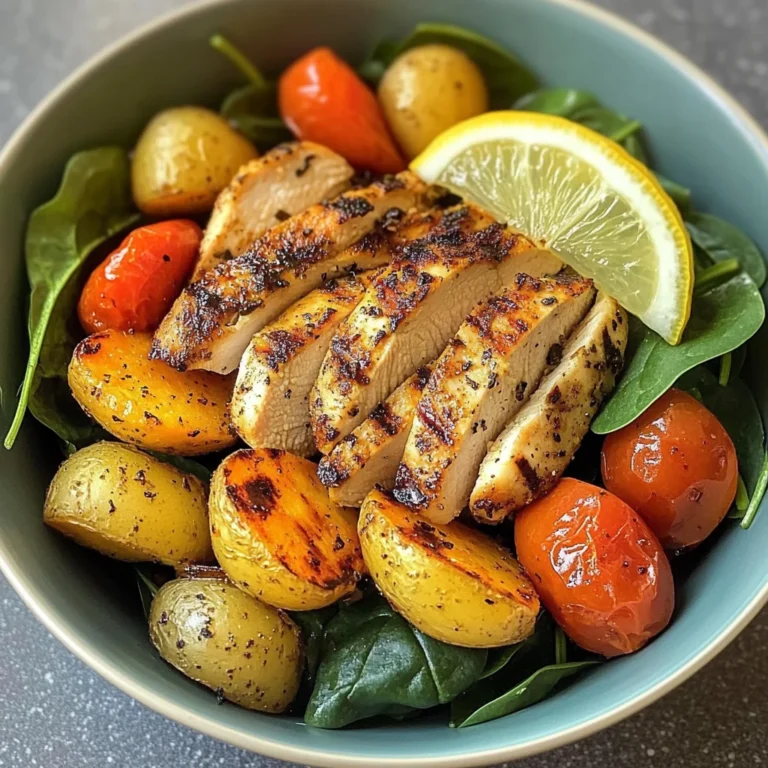 Grilled Chicken & Root Veggie Bowl with Spinach & Lemon