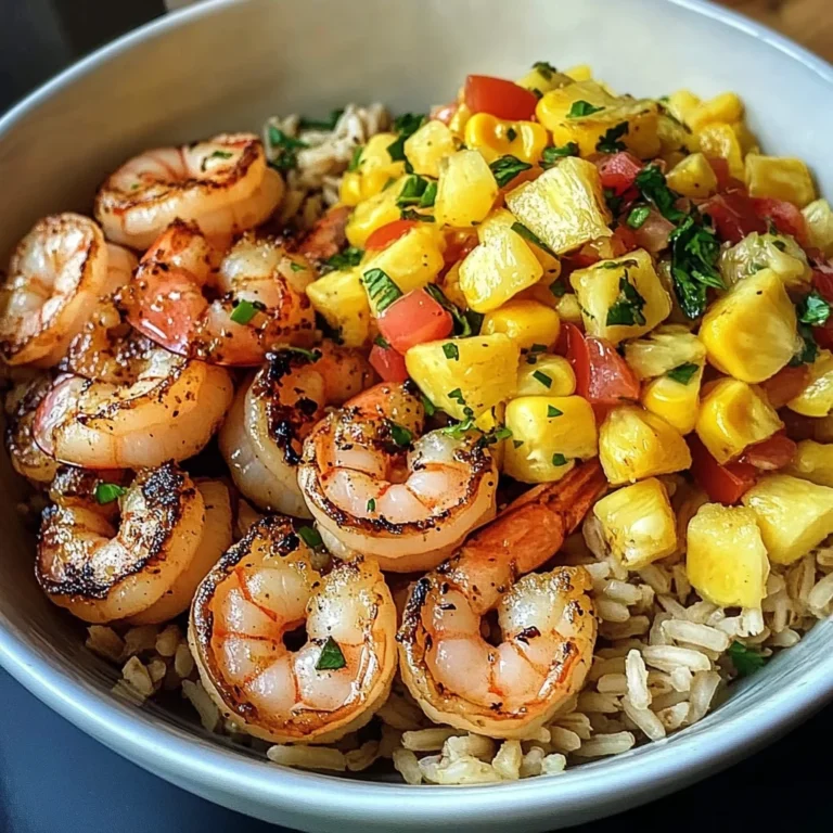 Zesty Shrimp Bowl with Brown Rice & Pineapple Corn Salsa